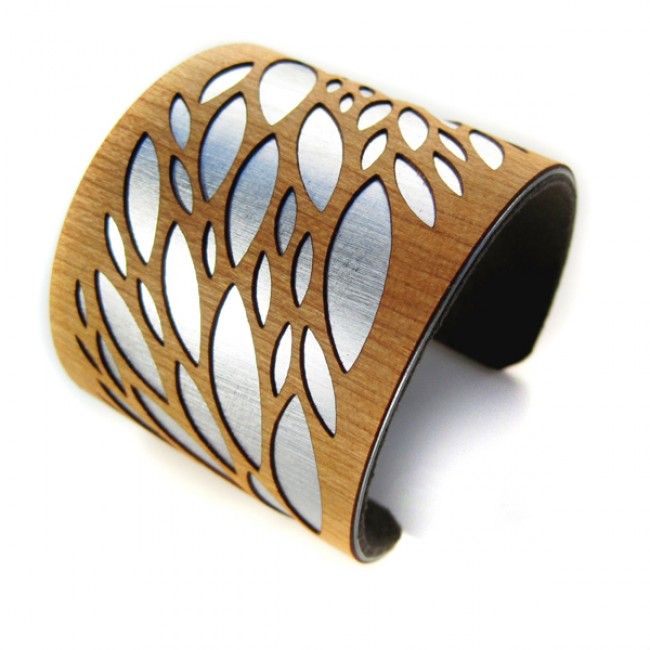 Leaf Cuff bracelet Silver and wood #jewelry