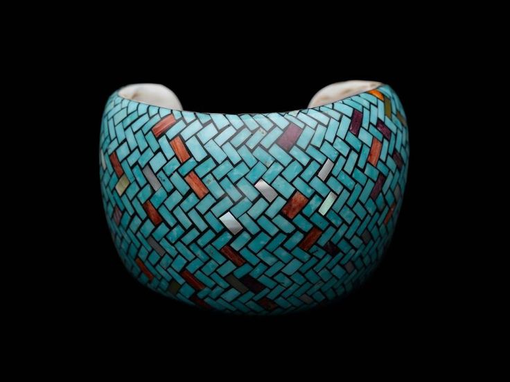 Mosaic cuff bracelet Native American (Santa Domingo Pueblo) Angelita (Angie) Rea...