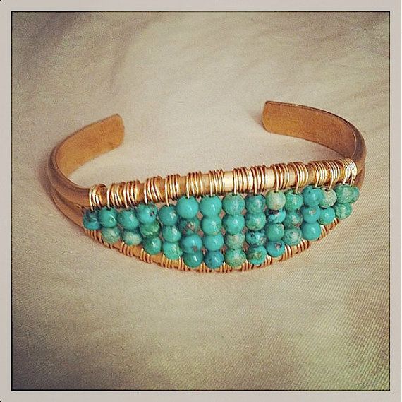 Turquoise Brass Bracelet by LunaNegraDesigns on Etsy