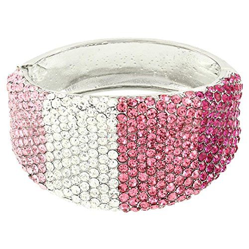 Wide Hinged Bracelet BU Light Dark Pink Clear Crystal Rho... www.amazon.com/...