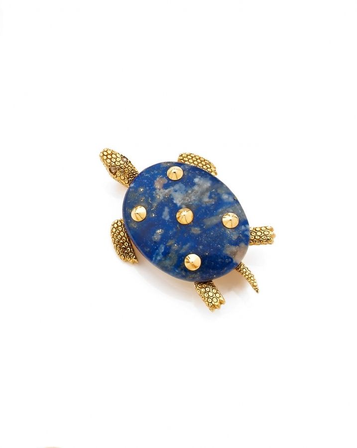 A LAPIS AND 18K YELLOW GOLD BROOCH, BY CARTIER, CIRCA 1960