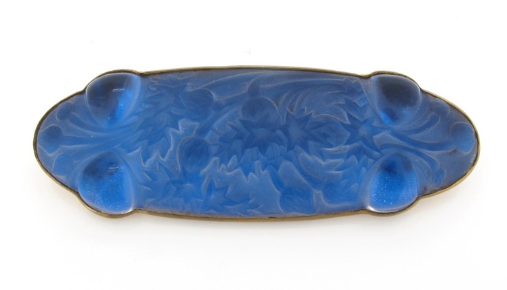 A René Lalique `Quatre Cabochons Bluets` brooch, the glass pressed in the form ...