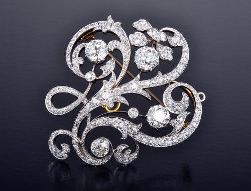 A stunning Edwardian diamond brooch by American jeweler Dreicer & Co.