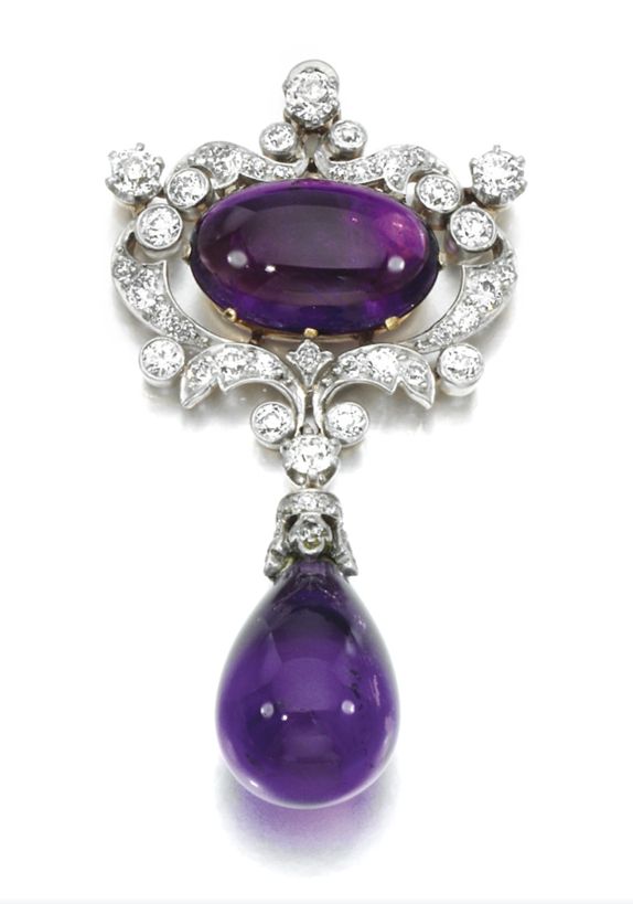 Amethyst and diamond brooch/pendant, Pauling Farnham for Tiffany & Co, circa 189...