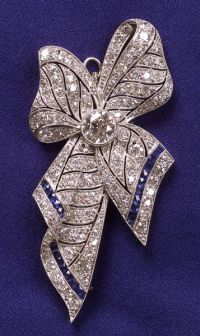 Art Deco Platinum, Diamond and Sapphire brooch