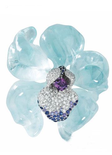 Cartier Orchid Aquamarine Brooch