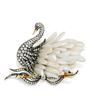 A gorgeous swan brooch to pin on your wedding-day bolero.