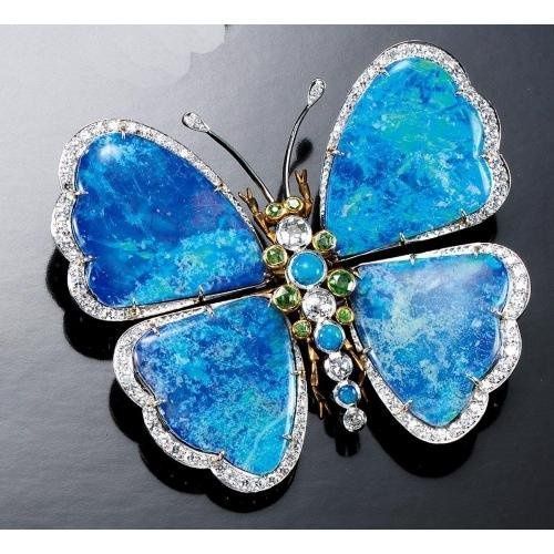 Creative Lalique Opal Butterfly Pin