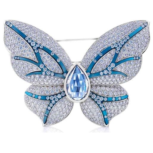 De Beers diamond and blue butterfly brooch.