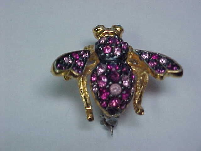 Joan Rivers Bee Pin Brooch with Rose and Crystal Stones | eBay