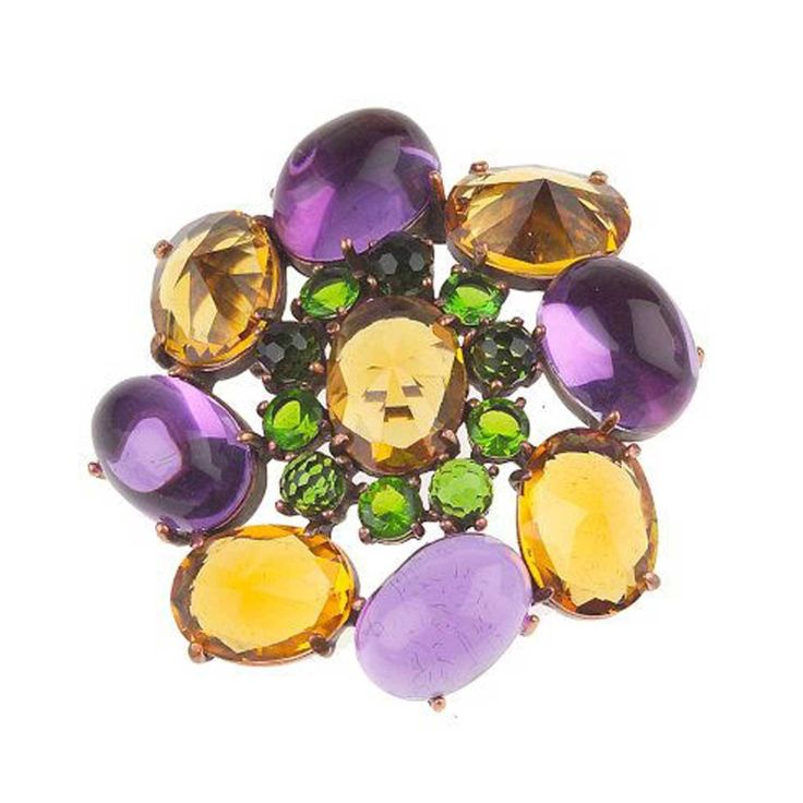 Joan Rivers City of Lights Pin Brooch Purple Amber Green in Original Box | eBay