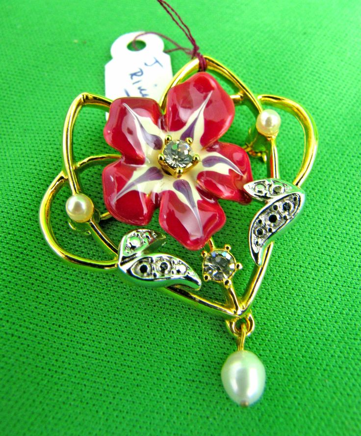 Joan Rivers Pearl Crystal Morning Glory Victorian Posey Flower Pin Brooch | eBay