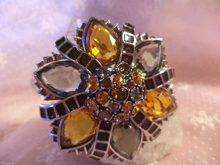 New Stunning Joan Rivers Gold Brown Crystal Pin Brooch | eBay