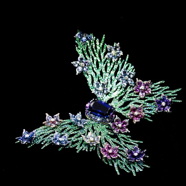 Tanzanite, Diamond, Fancy Sapphire, Green Garnet Butterfly by Wallace Chan
