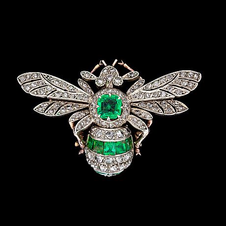 emerald and diamond brooch, c. 1900