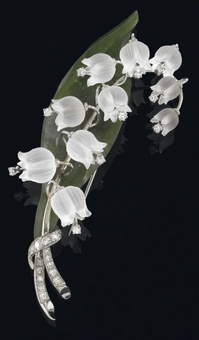 Lily of the valley flower brooch