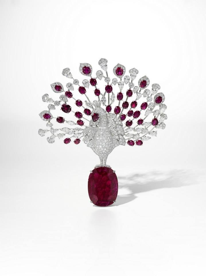 The Cartier Red Peacock Brooch, Property From A Royal Private Collection Photo c...