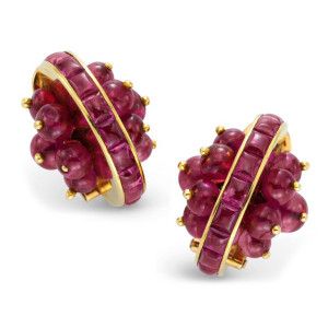 A Pair of Ruby and Gold Ear Clips, by Boivin, circa 1933 | ♦F&I♦