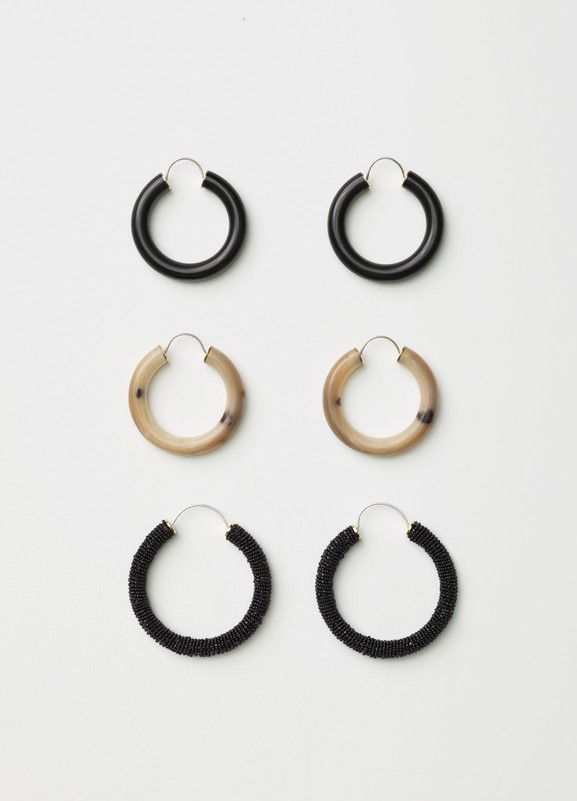 Around Medium Earrings in Black Horn, Brass & Steel - Céline ♦F&I♦