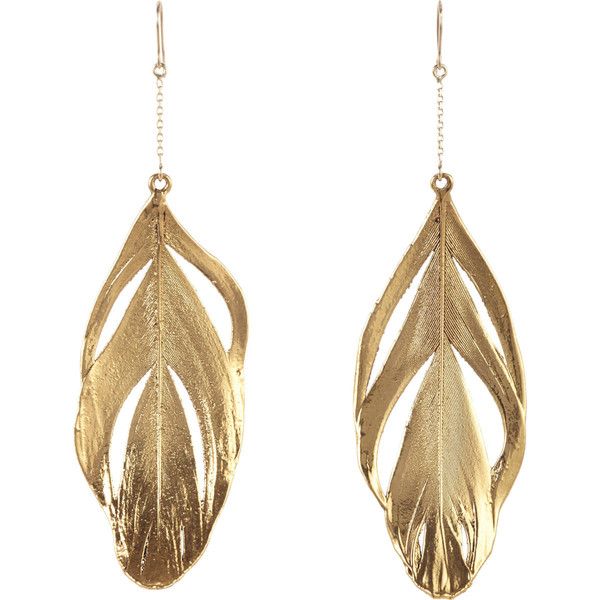 Aurélie Bidermann Swan Feathers Drop Earrings ($780) ❤ liked on Polyvore feat...