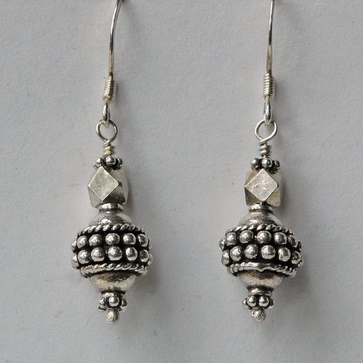 India sterling silver beads on sterling french hook ear wires. 1 1/2