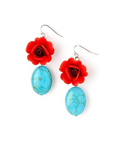 Look what I found on #zulily! Turquoise & Red Blossom Drop Earrings #zulilyfinds
