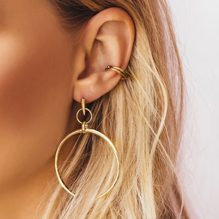 Oversized Crescent Hoops- Gold | Luv Aj