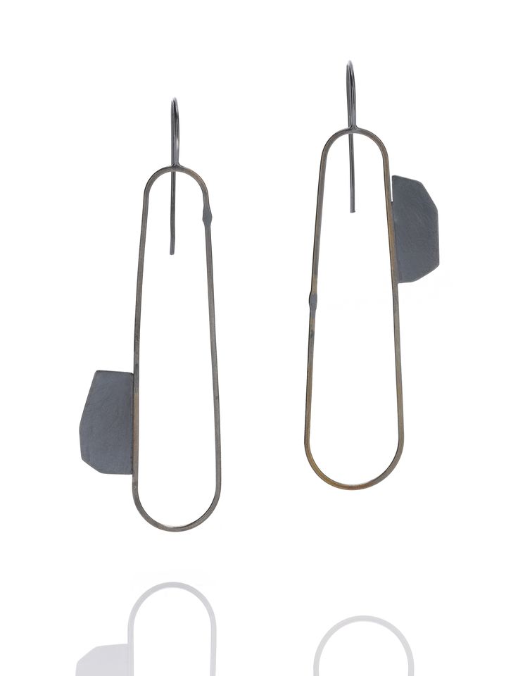 Points earrings, oxidized sterling silver, Amy Tavern. Gallery Lulo.