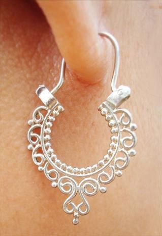 Sterling silver Balinese ethnic earrings