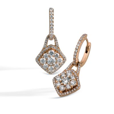 These striking 18K rose earrings are comprised of 1.09ctw round white Diamonds a...