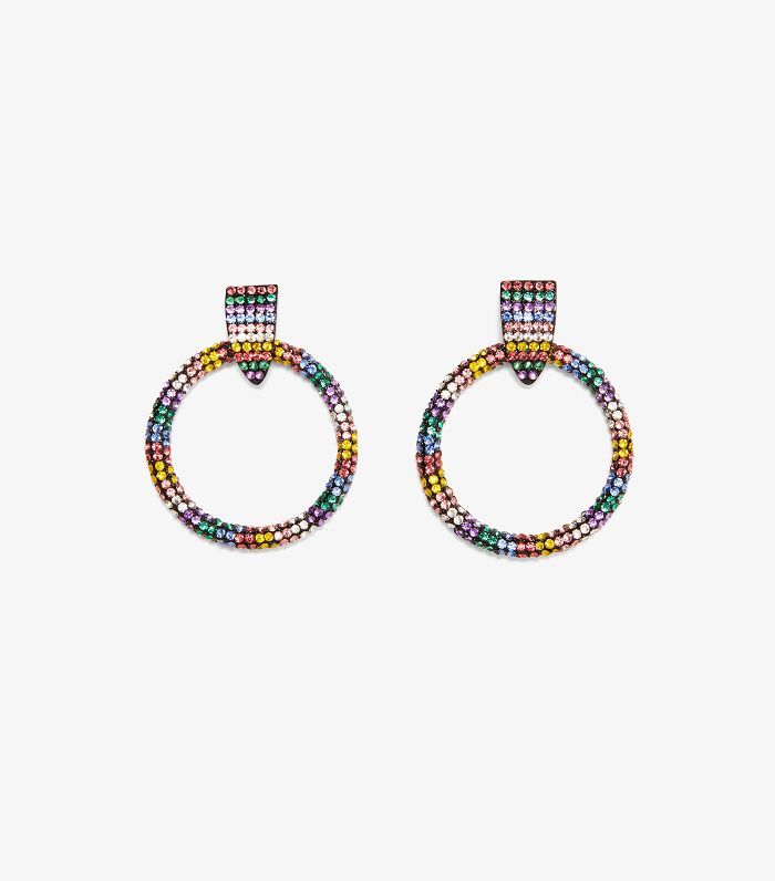 Zara Frontal Hoop Earrings With Rhinestones | ♦F&I♦