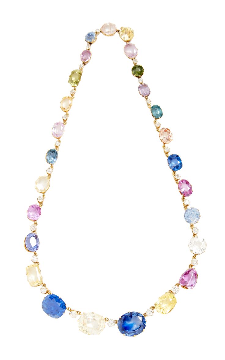 1880 Antique Sapphire And Diamond Necklace by FD Gallery for Preorder on Moda Op...