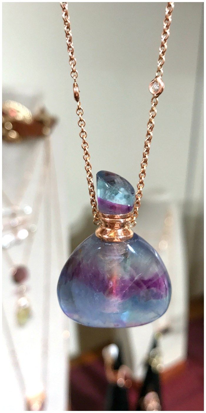 A beautiful carved gemstone bottle pendant by Jacquie Aiche.