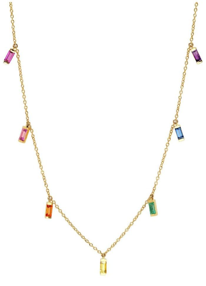 A rainbow necklace by Eriness, with gemstones in gold!