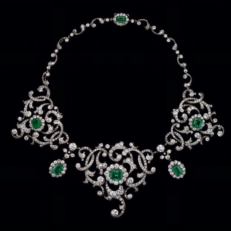 Duchess of Devonshire Emerald and Diamond Tiara, Necklace, Brooches, Earrings - ...