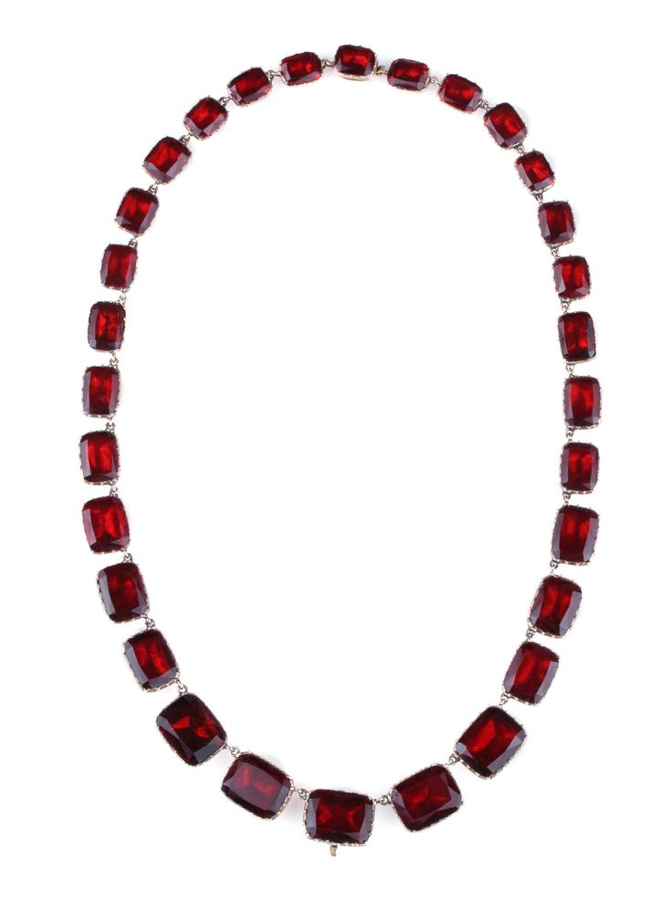 Georgian Garnet Paste Gold Riviere Necklace | From a unique collection of vintag...