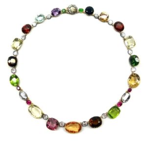 Necklace Collection : Graduated vari-coloured gem & diamond necklace ...