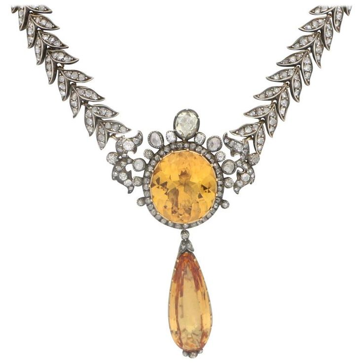 Important 1850s Royal Topaz, Diamond Set Necklace | From a unique collection of ...