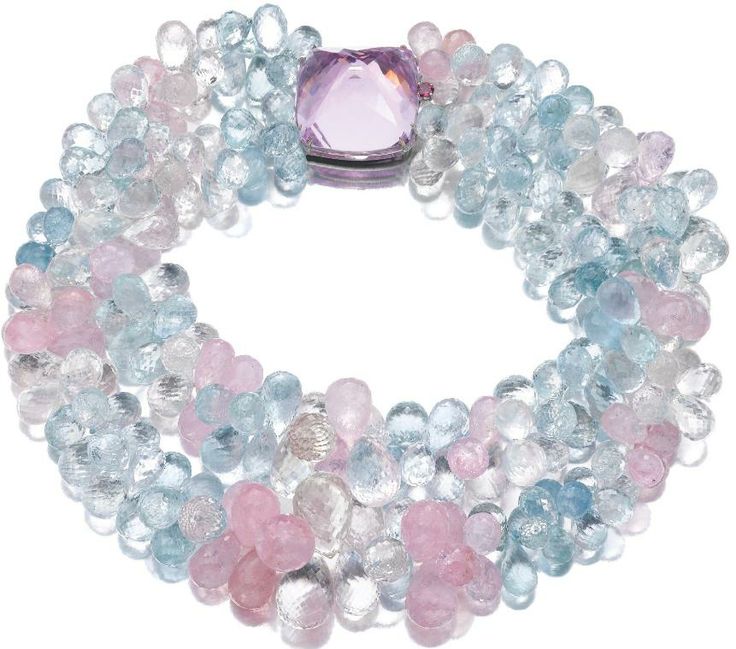 Morganite and aquamarine bead necklace, Michele della Valle. Via Diamonds in the...