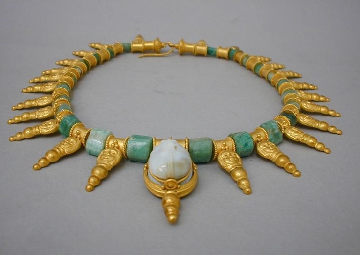 Necklace by Castellani, Italy, 1860-1862; agate intaglio, cast, stamped and chas...