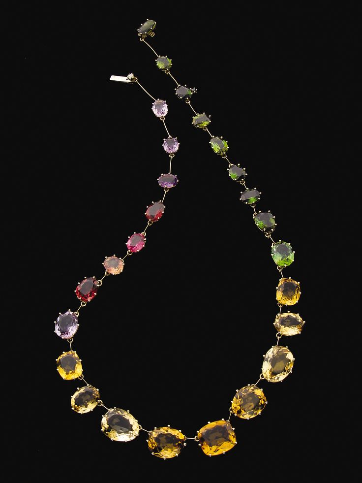 Sunrise necklace in 18K yellow gold with Brazilian gemstones