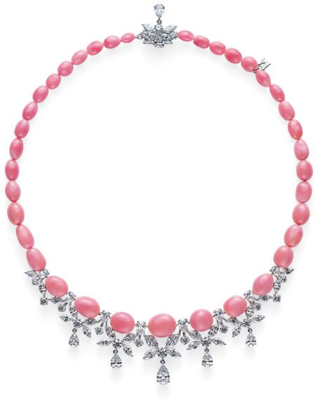The Rarest of Them All: Mikimoto Pink Conch Pearl Necklace with Diamonds