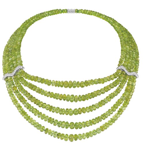 This bold five row necklace isn’t how I usually picture peridot. What do you t...