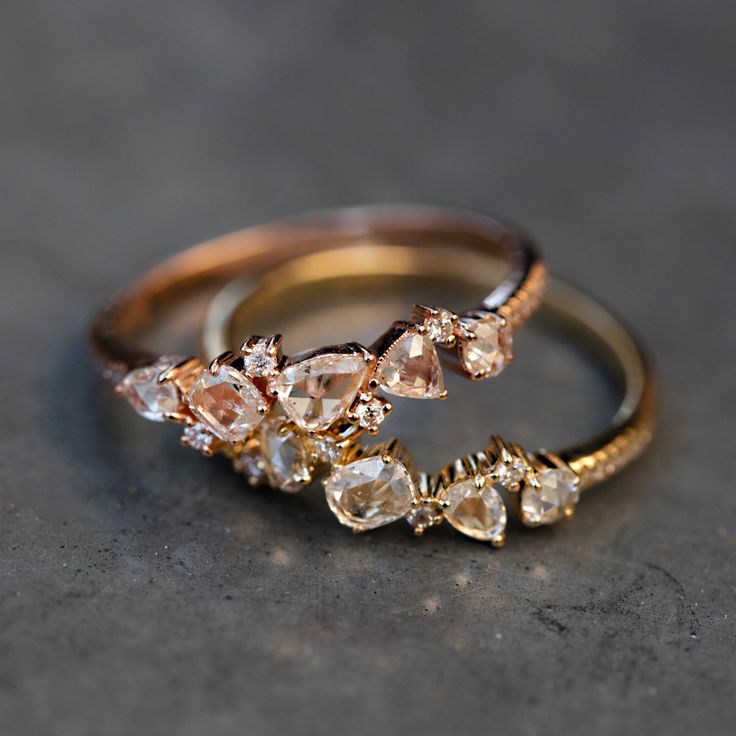 14kt gold and rose cut diamond cluster ring – Luna Skye by Samantha Conn