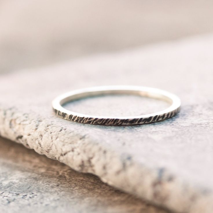 Black texture - stacking ring, Sterling silver stackable ring