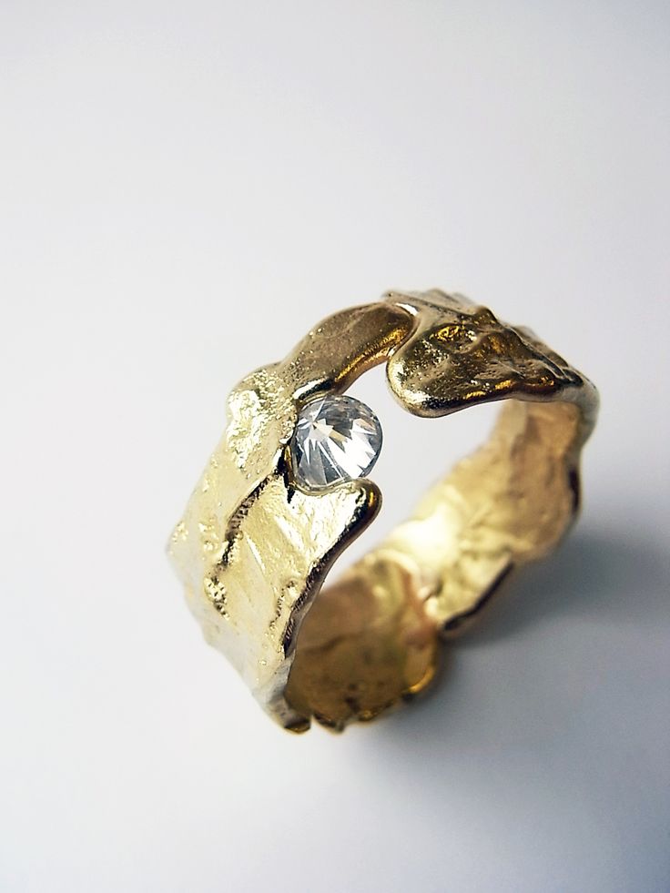 Freeform ring in 18ct yellow gold with a 0.25ct inverted diamond. Kelvin J Birk ...