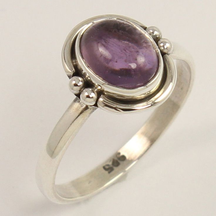 Handmade Ring Size US 5.75 Natural AMETHYST Gemstone 925 Sterling Silver Jewelry...