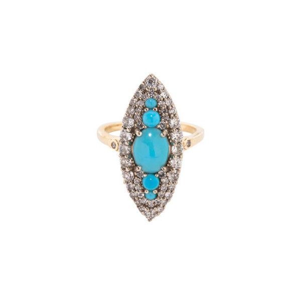 Marquise turquoise + diamond ring by Mociun