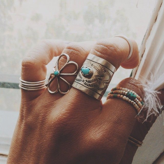 R I N G S make me smile❤︎ Vintage concho rings and beaded ring are all avail...