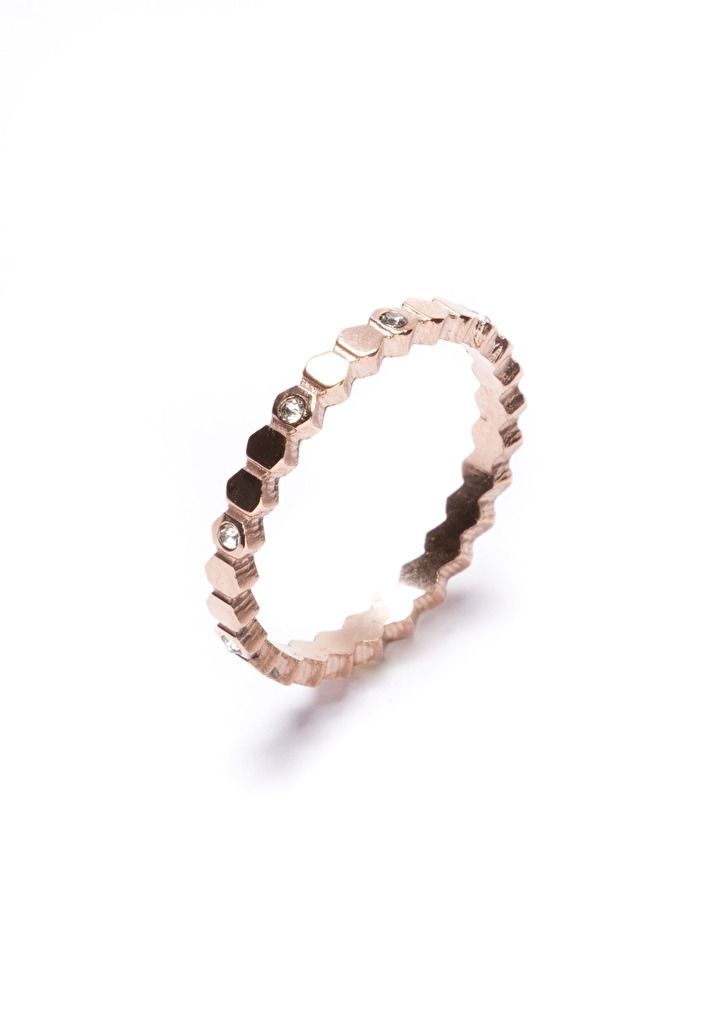 Rose Gold Honeycomb Ring with Crystal Accents #fashion #style #rosegold…
